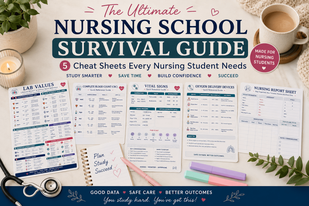 The Ultimate Nursing School Survival Guide: 5 Cheat Sheets Every Nursing Student Needs